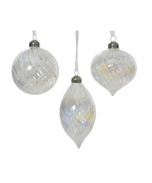 BOULE VERRE IRISE A/TORSADES D8CM 3ASS de Déco de Noël - Jardinerie Bordeaux et Libourne dans K004
