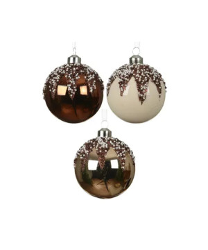 BOULE A/PERLES SUR DESSUS D8CM 3COL ASS de Déco de Noël - Jardinerie Bordeaux et Libourne dans K004