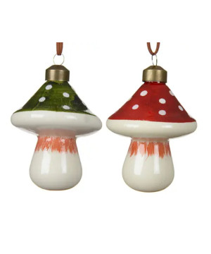 CHAMPIGNON VERRE A/POIS H9CM 2ASS de Déco de Noël - Jardinerie Bordeaux et Libourne dans K004