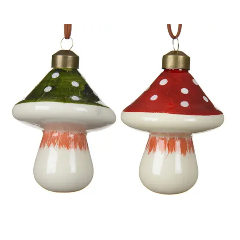 CHAMPIGNON VERRE A/POIS H9CM 2ASS de Déco de Noël - Jardinerie Bordeaux et Libourne dans K004