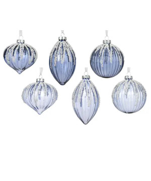 BOULE VERRE LIGNES PERLES BLANCHES D8CM 2ASS de Déco de Noël - Jardinerie Bordeaux et Libourne dans K004