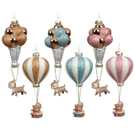 MONTGOLFIERE VERRE A/PAILLETTES PERLES 6ASS de Déco de Noël - Jardinerie Bordeaux et Libourne dans K004