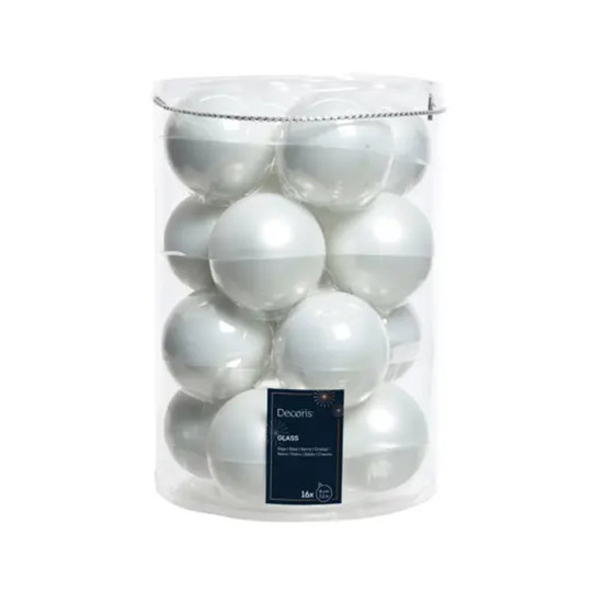 BOULE MIX BLANC HIVER X16 de Déco de Noël - Jardinerie Bordeaux et Libourne dans K004
