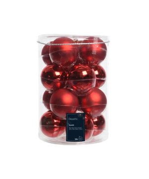 BOULE MIX ROUGE NOEL X16 de Déco de Noël - Jardinerie Bordeaux et Libourne dans K004