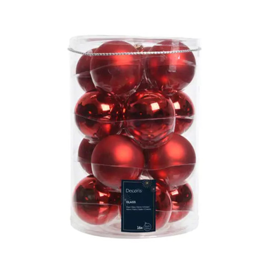BOULE MIX ROUGE NOEL X16 de Déco de Noël - Jardinerie Bordeaux et Libourne dans K004