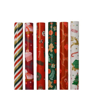 PAPIER CADEAU 6ASS 2M de Déco de Noël - Jardinerie Bordeaux et Libourne dans K004