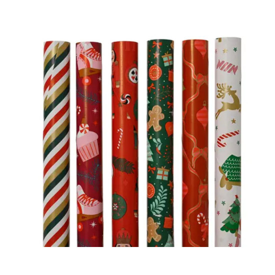 PAPIER CADEAU 6ASS 2M de Déco de Noël - Jardinerie Bordeaux et Libourne dans K004