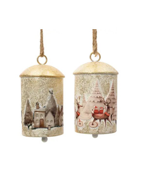 CLOCHE BLANC ANTIQUE H19.5CM 2ASS de Déco de Noël - Jardinerie Bordeaux et Libourne dans K004