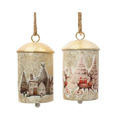 CLOCHE BLANC ANTIQUE H19.5CM 2ASS de Déco de Noël - Jardinerie Bordeaux et Libourne dans K004