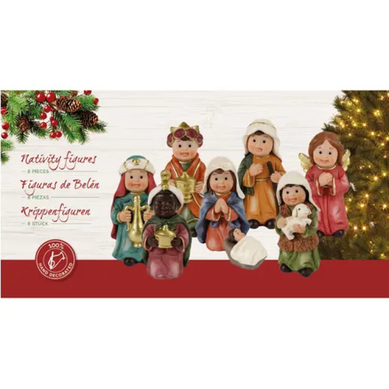 SET NATIVITE PEINT MULTI X8 de Déco de Noël - Jardinerie Bordeaux et Libourne dans K004