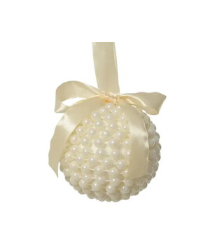 BOULE MOUSSE NOEUD PERLE D10CM de Déco de Noël - Jardinerie Bordeaux et Libourne dans K004