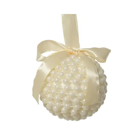 BOULE MOUSSE NOEUD PERLE D10CM de Déco de Noël - Jardinerie Bordeaux et Libourne dans K004
