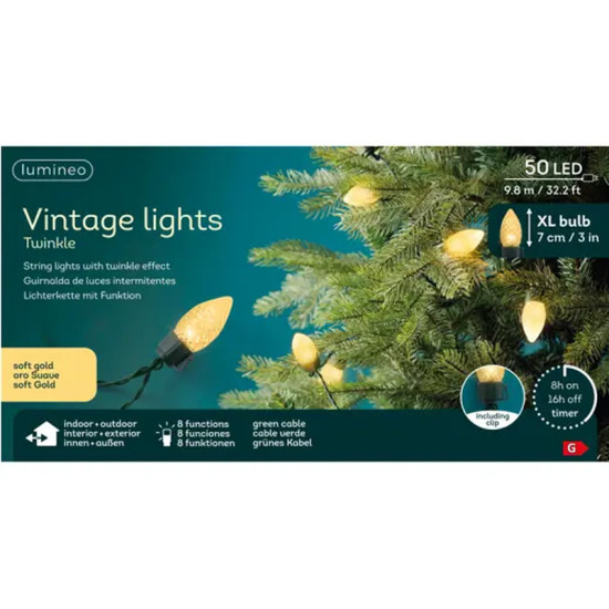 GUIRLANDE LAMPE VINTAGE XL VERT/BLANC DORE 50L de Déco de Noël - Jardinerie Bordeaux et Libourne dans K004