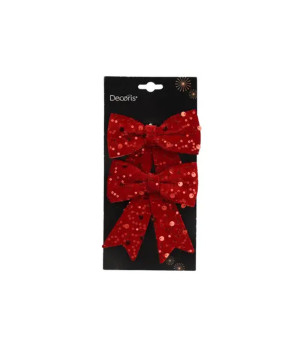 NOEUD SEQUINS BORDEAUX X2 H13CM de Déco de Noël - Jardinerie Bordeaux et Libourne dans K004