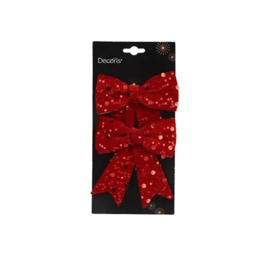NOEUD SEQUINS BORDEAUX X2 H13CM de Déco de Noël - Jardinerie Bordeaux et Libourne dans K004