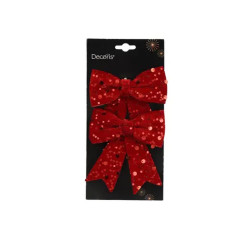 NOEUD SEQUINS BORDEAUX X2 H13CM de Déco de Noël - Jardinerie Bordeaux et Libourne dans K004