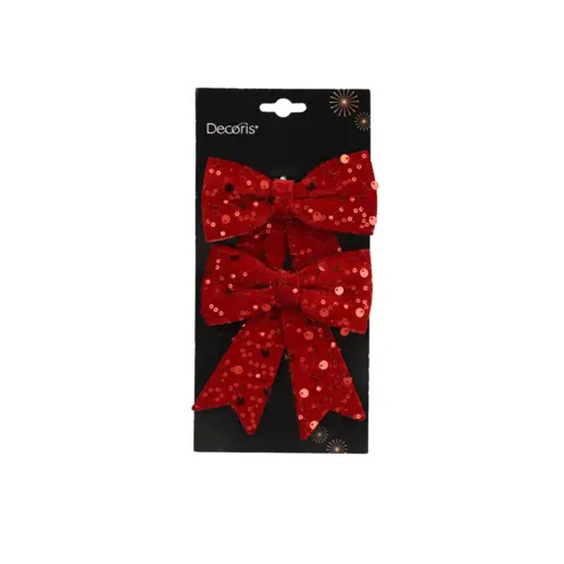 NOEUD SEQUINS BORDEAUX X2 H13CM de Déco de Noël - Jardinerie Bordeaux et Libourne dans K004