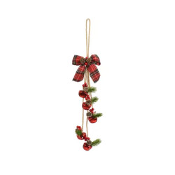 BOTTE 5 CLOCHETTES+NOEUD+BAIES ROUGE H34CM de Déco de Noël - Jardinerie Bordeaux et Libourne dans K004