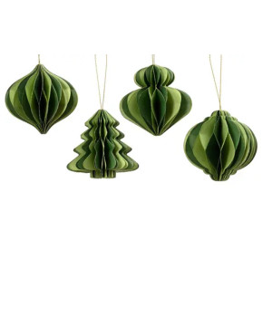 FIGURINE PAPIER VERT H8CM 4ASS de Déco de Noël - Jardinerie Bordeaux et Libourne dans K004