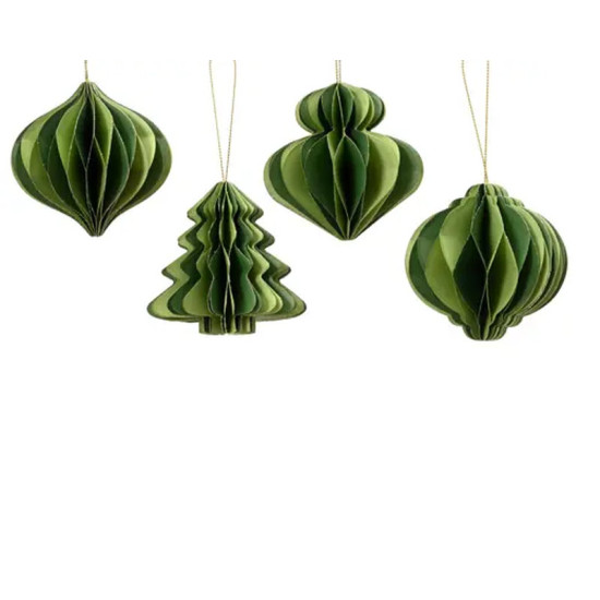 FIGURINE PAPIER VERT H8CM 4ASS de Déco de Noël - Jardinerie Bordeaux et Libourne dans K004