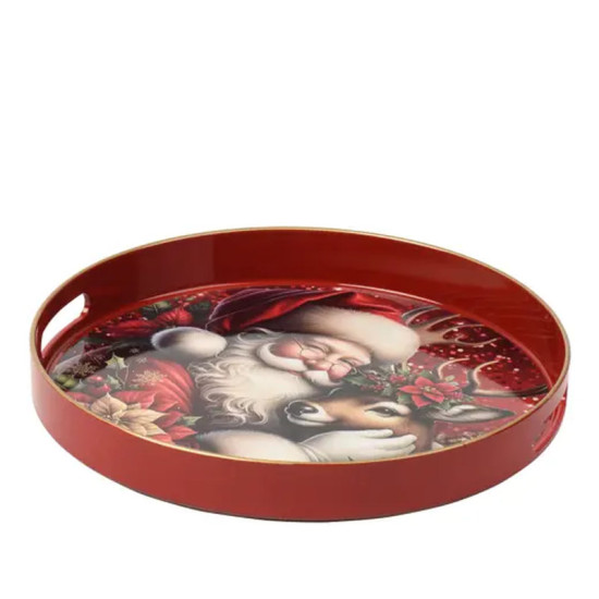 PLATEAU BORD DORE ROUGE/COULEUR D33CM de Déco de Noël - Jardinerie Bordeaux et Libourne dans K004