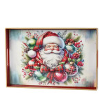 PLATEAU BORD DORE ROUGE/COULEUR 40X26CM H3.5CM de Déco de Noël - Jardinerie Bordeaux et Libourne dans K004