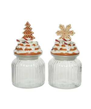 BOCAL VERRE BISCUIT H21CM 2ASS de Déco de Noël - Jardinerie Bordeaux et Libourne dans K004