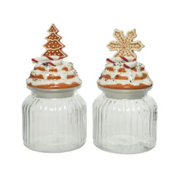 BOCAL VERRE BISCUIT H21CM 2ASS de Déco de Noël - Jardinerie Bordeaux et Libourne dans K004
