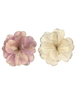 FLEUR AVEC PAILLETTES D14CM 2COL ASS de Déco de Noël - Jardinerie Bordeaux et Libourne dans K004