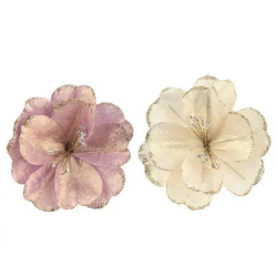 FLEUR AVEC PAILLETTES D14CM 2COL ASS de Déco de Noël - Jardinerie Bordeaux et Libourne dans K004