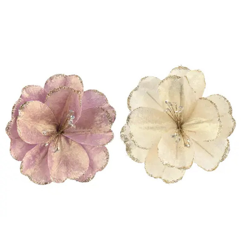 FLEUR AVEC PAILLETTES D14CM 2COL ASS de Déco de Noël - Jardinerie Bordeaux et Libourne dans K004