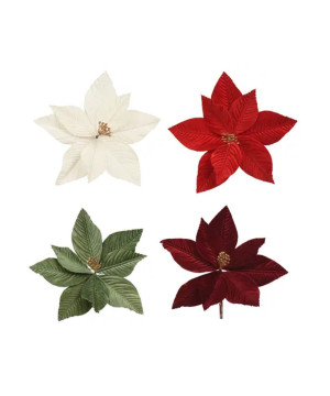 POINSETTIA SUR CLIP H8CM 4COL ASS de Déco de Noël - Jardinerie Bordeaux et Libourne dans K004