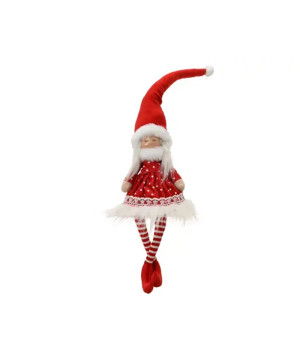 FILLE ASSIS A/JAMBES PENDANTES ROUGE/BLANC H60CM de Déco de Noël - Jardinerie Bordeaux et Libourne dans K004