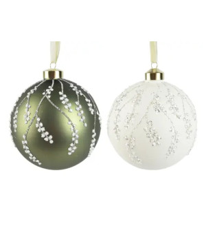 BOULE MAT A/BRANCHES POIS D15CM 2COL ASS de Déco de Noël - Jardinerie Bordeaux et Libourne dans K004