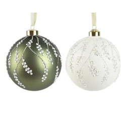 BOULE MAT A/BRANCHES POIS D15CM 2COL ASS de Déco de Noël - Jardinerie Bordeaux et Libourne dans K004