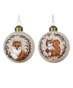 BOULE FINITION SUCRE BLANC/COULEUR 8CM 2ASS de Déco de Noël - Jardinerie Bordeaux et Libourne dans K004