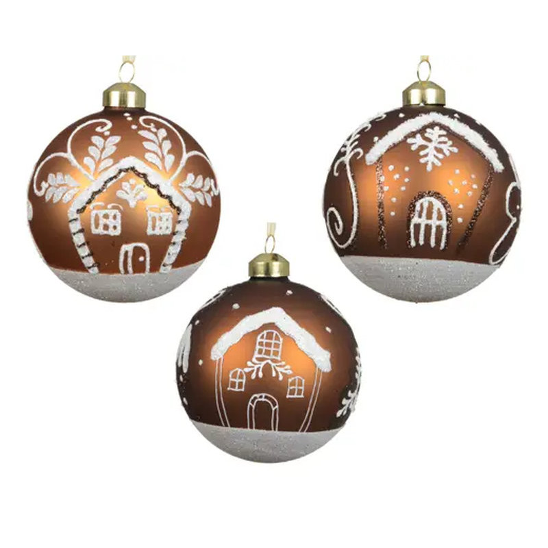 BOULE FINITION NEIGE BRUN/BRUN MELE 3ASS D10CM de Déco de Noël - Jardinerie Bordeaux et Libourne dans K004