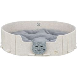 Lit emelie ovale en feutre pour chat 50x42 cm sable gris de Trixie - Produit pour animaux dans T050