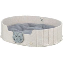 Lit emelie ovale en feutre pour chat 50x42 cm sable gris de Trixie - Produit pour animaux dans T050