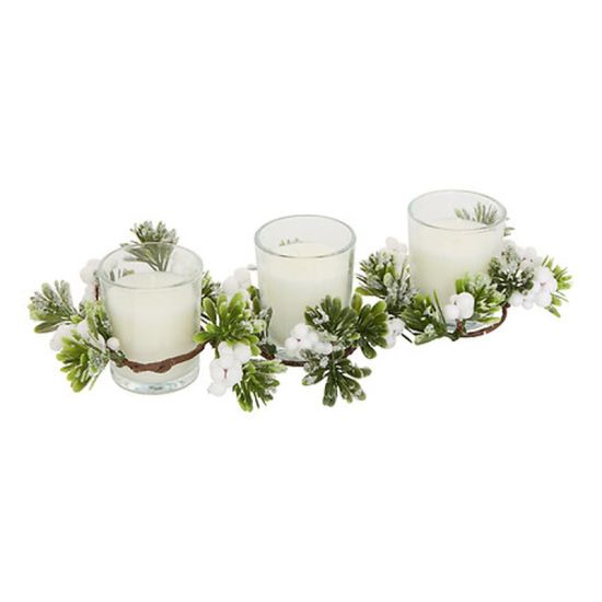 CENTRE DE TABLE 3 BOUGIES BLANC de Déco de Noël - Jardinerie Bordeaux et Libourne dans J033