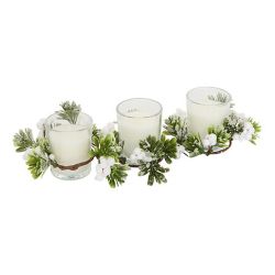 CENTRE DE TABLE 3 BOUGIES BLANC de Déco de Noël - Jardinerie Bordeaux et Libourne dans J033