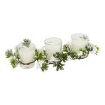CENTRE DE TABLE 3 BOUGIES BLANC de Déco de Noël - Jardinerie Bordeaux et Libourne dans J033