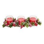 CENTRE DE TABLE 3 BOUGIES ROUGE de Déco de Noël - Jardinerie Bordeaux et Libourne dans J033