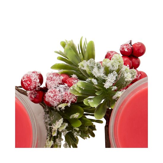 CENTRE DE TABLE 3 BOUGIES ROUGE de Déco de Noël - Jardinerie Bordeaux et Libourne dans J033
