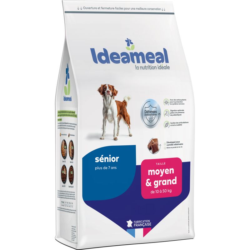 Croquettes Ideameal pour chien senior de moyenne et grande taille 12kg