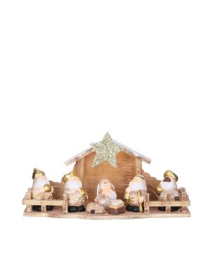 CRECHE DE NOEL CREME SUR PILES 30X10 H15CM de Edelman - deco maison et noël dans E009