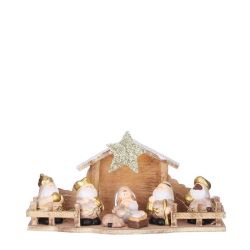 CRECHE DE NOEL CREME SUR PILES 30X10 H15CM de Edelman - deco maison et noël dans E009