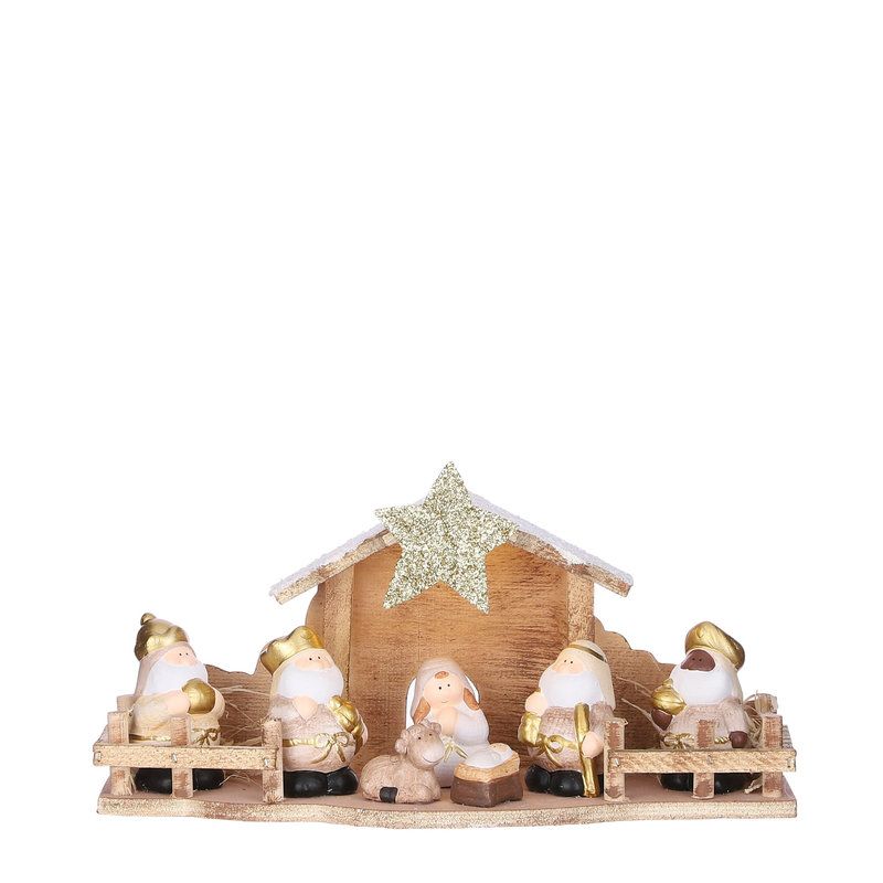 CRECHE DE NOEL CREME SUR PILES 30X10 H15CM de Edelman - deco maison et noël dans E009