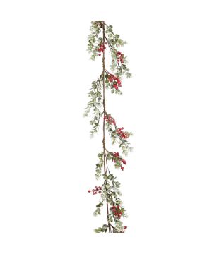 GUIRLANDE PINE BAIES ROUGE GIVRE 180CM de Edelman - deco maison et noël dans E009