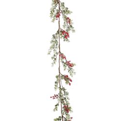 GUIRLANDE PINE BAIES ROUGE GIVRE 180CM de Edelman - deco maison et noël dans E009